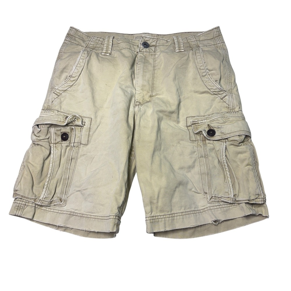 Vintage Y2k American Eagle Outfitters Mens 34X11 Cargo‎ Shorts Khaki Tan Classic